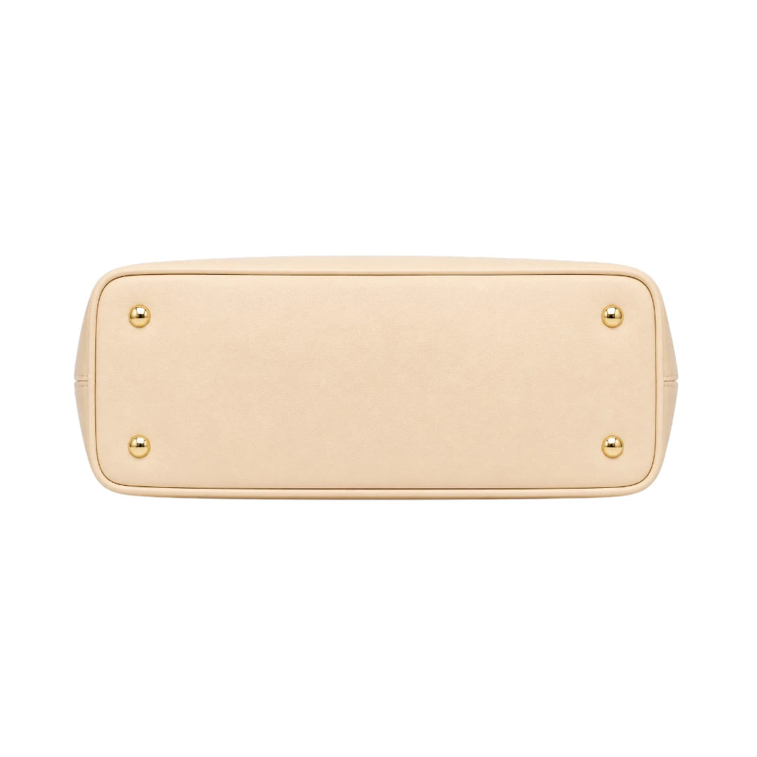 Orwa Premium Beige Leather Handbag with Floral Charm