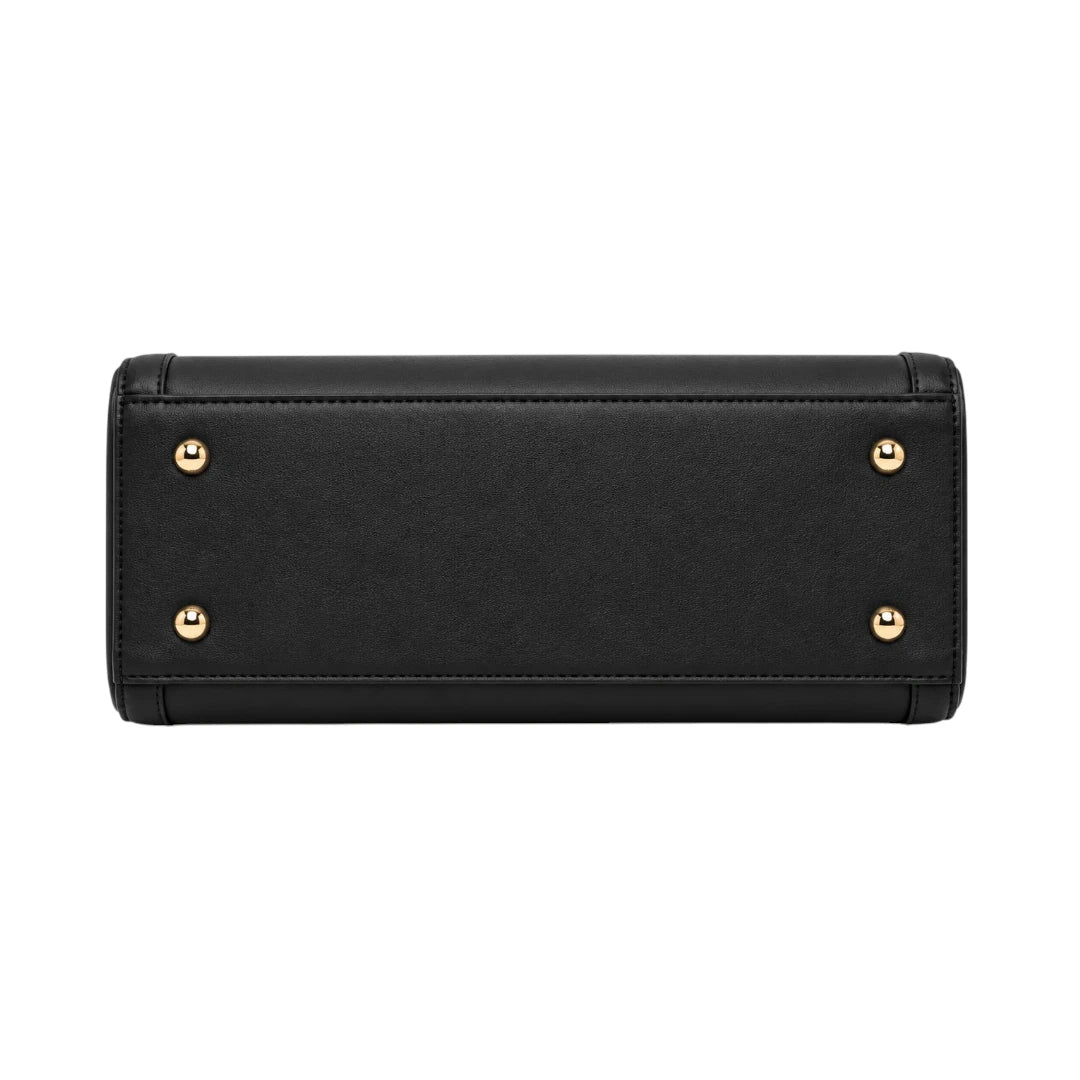 Orwa Premium Black Leather Handbag with Butterfly Charm