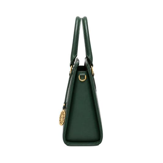 Orwa Premium Dark Green PU Leather Handbag with Gold Charm