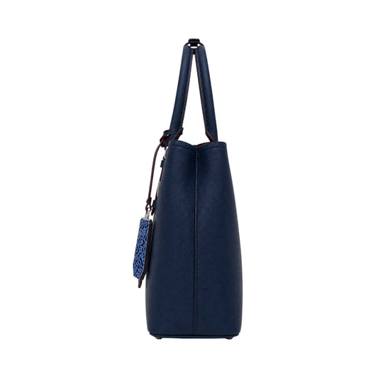 Orwa Premium Navy Blue PU Leather Handbag with Decorative Tag