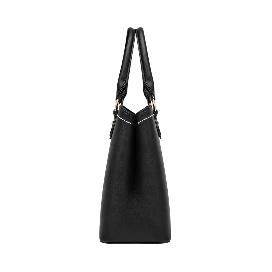 Orwa Premium Black Leather Handbag with Butterfly Charm