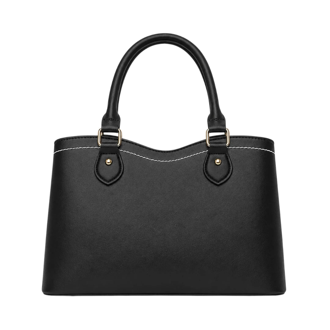 Orwa Premium Black Leather Handbag with Butterfly Charm