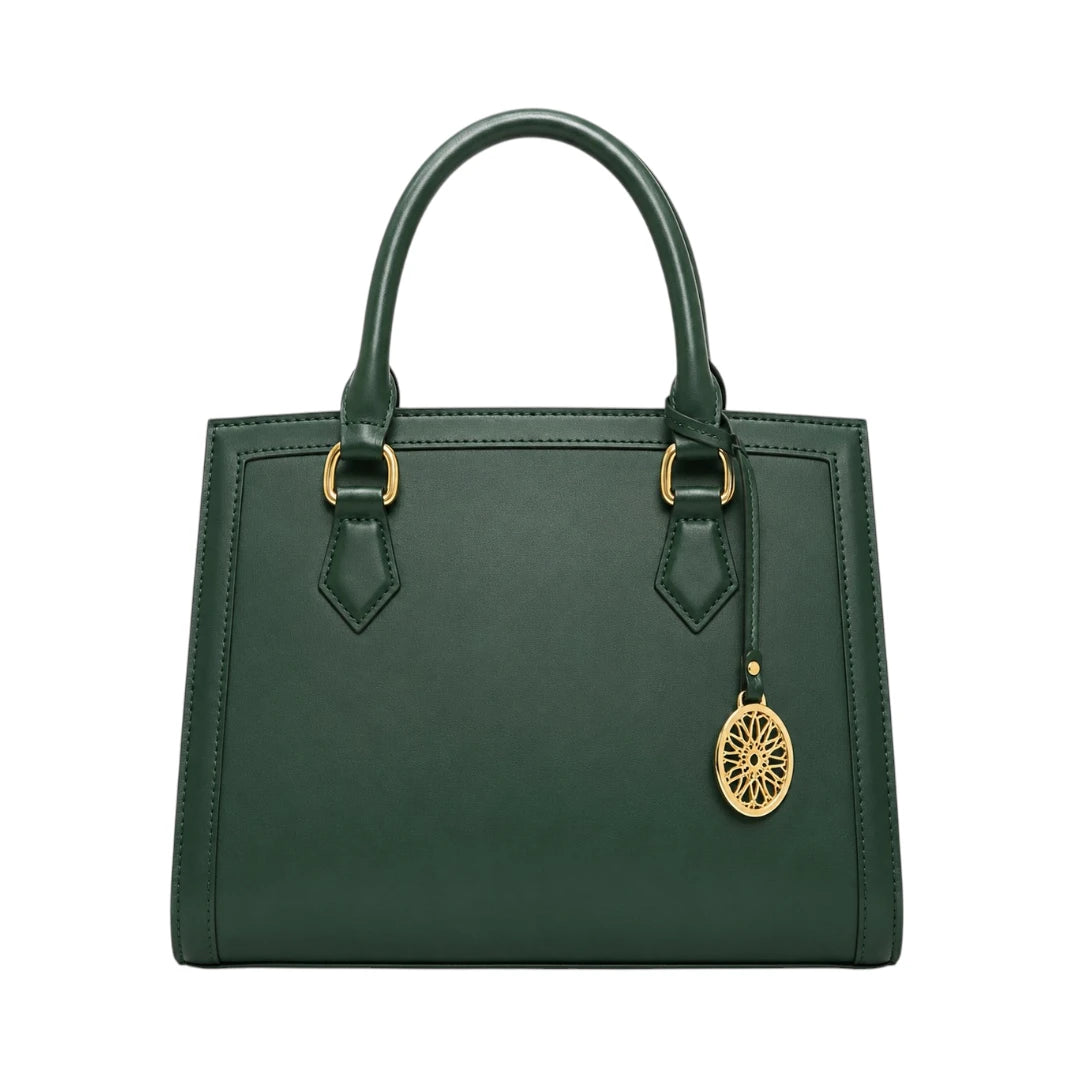 Orwa Premium Green Leather Handbag with Gold Charm