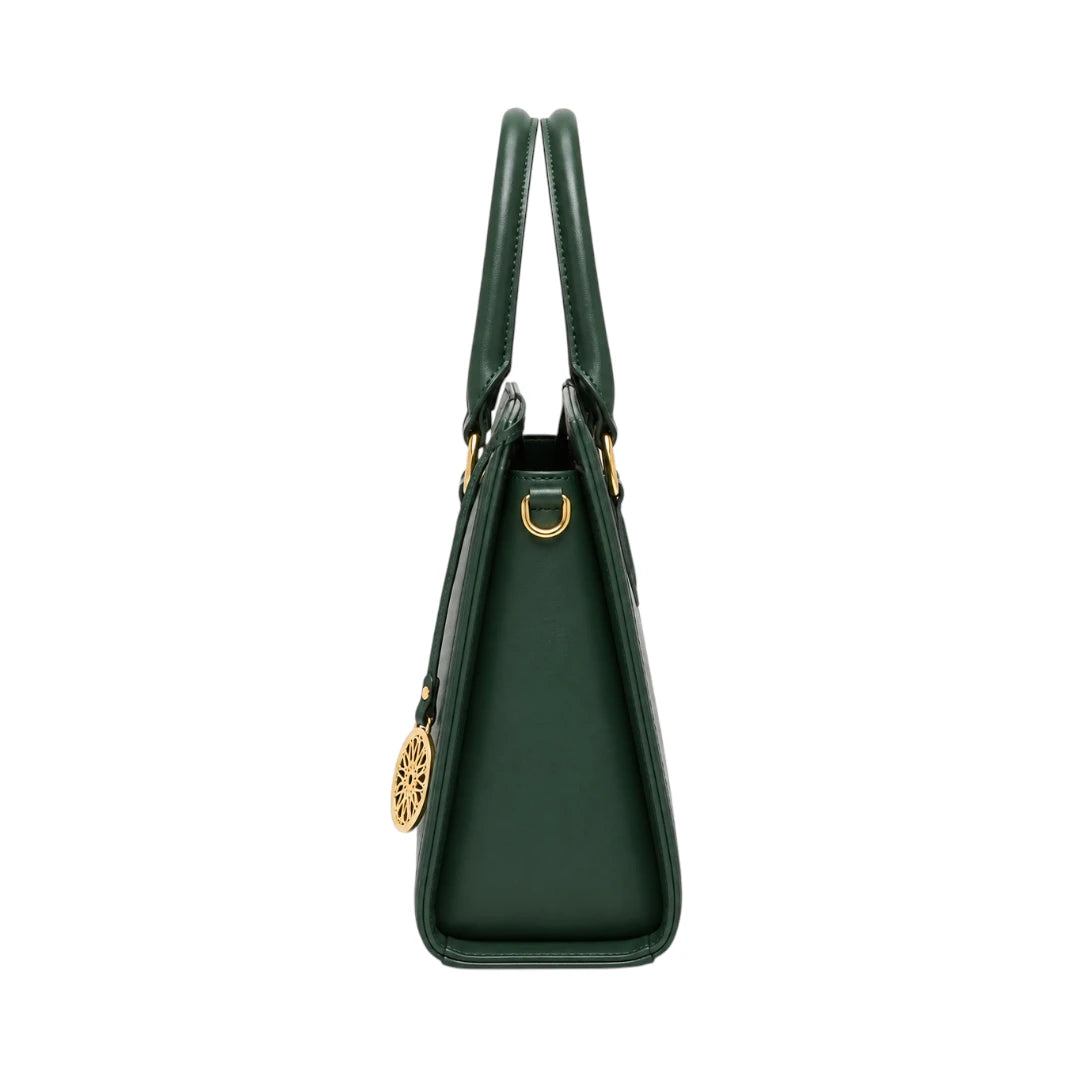 Orwa Premium Green Leather Handbag with Gold Charm