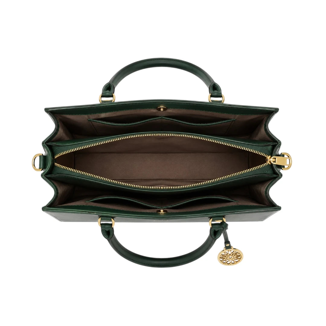 Orwa Premium Green Leather Handbag with Gold Charm