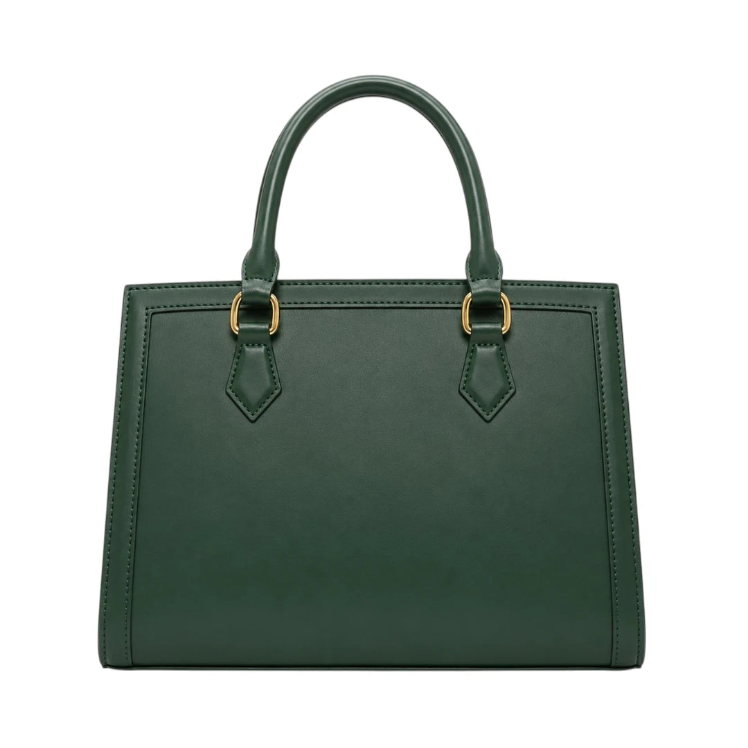 Orwa Premium Green Leather Handbag with Gold Charm