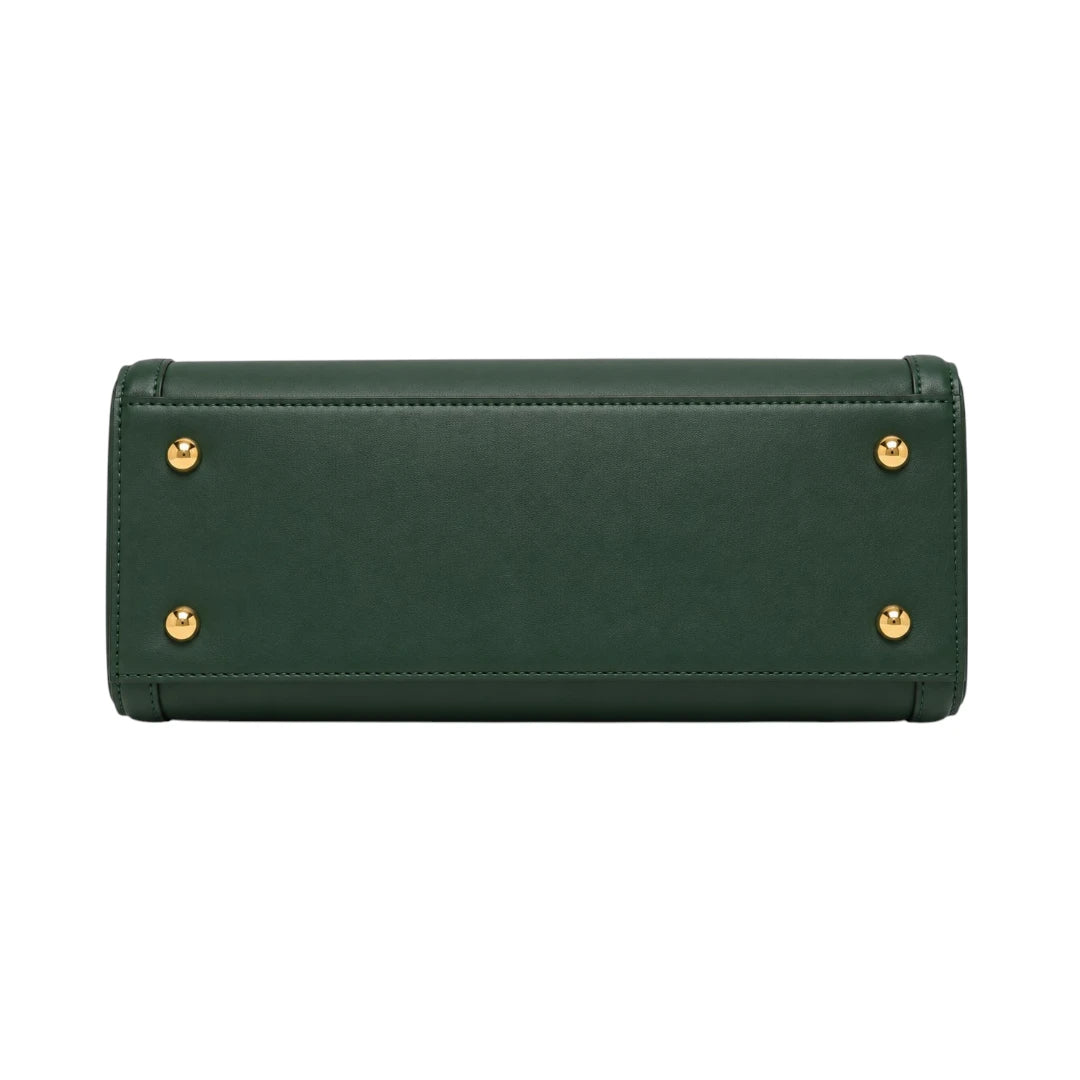 Orwa Premium Green Leather Handbag with Gold Charm