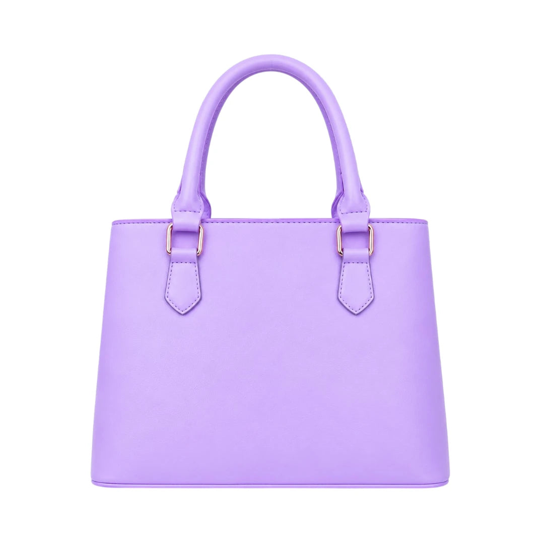 Orwa Premium Purple Leather Handbag with Scarf Charm